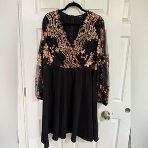SHEIN Black Dress with Rose Gold Sequin Detail